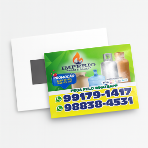 30.000 Imãs de Geladeira Personalizados em PVC 5,5x4,5 cm - Verniz UV - Corte Reto PVC 4,5 x 5,5 cm 4 x 0 cor Verniz UV Total Frente Corte Reto Imã no Verso de 1,5 x 3,5 cm